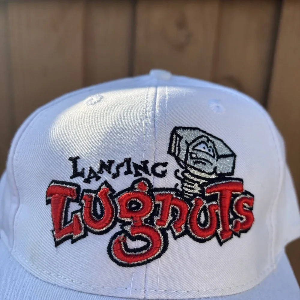 VTG Lansing Lugnuts SnapBack Trucker Hat White OSFA Minor League